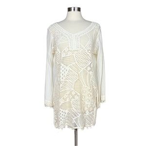 S.R. Fashion Cotton Pom Pom Cover Up with Crochet Front
